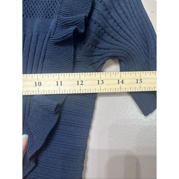 NWOT Ruffle Trim Pointelle Night Melange Fit & Flare Yoke Dress Women's Small - Picture 9 of 13